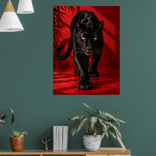 Póster de Pantera Negra, Rojo y Negro Dramático Sa