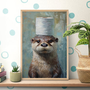 Póster de papel higiénico de nutria divertida