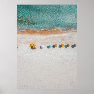 Póster de paraguas de playa de arena