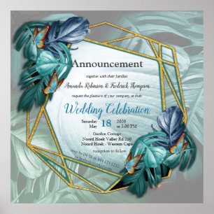 Póster de Paraíso Tropical Splash en Blues, Turquesa