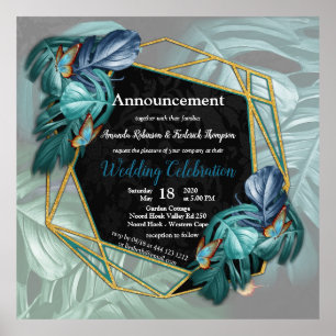 Póster de Paraíso Tropical Splash en Blues, Turquesa