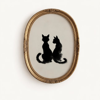 Póster de pared con silueta de dos gatos