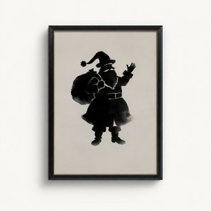 Póster de pared con silueta de Papá Noel