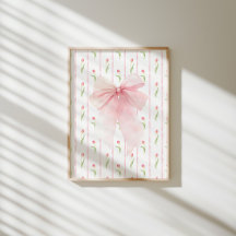 Póster de pared Coquette con patrón de tulipán y l