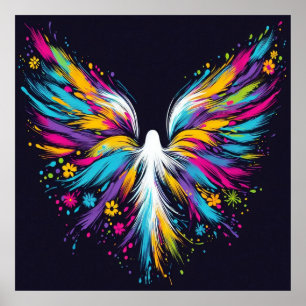 Póster de pared de Ángel abstracto en papel semibr