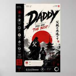 Póster de pared de anime de Samurái japonés papá