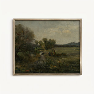 Póster de pared de arroyo de campo antiguo