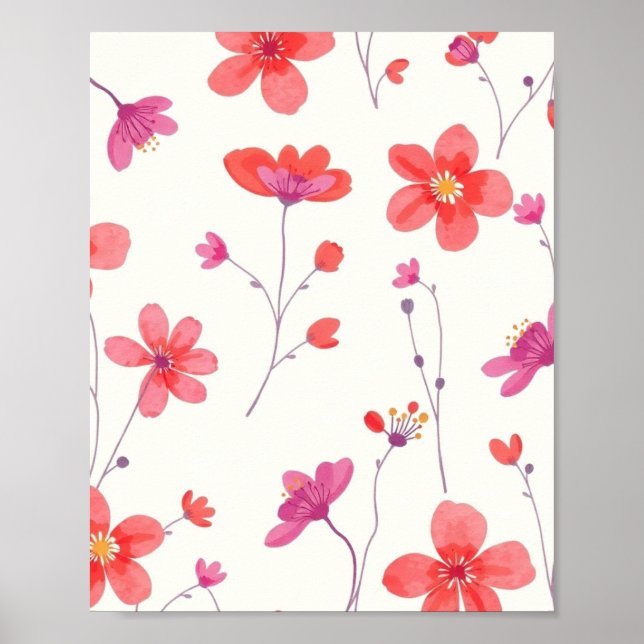 Póster de pared de arte de línea floral abstracta  (Frente)