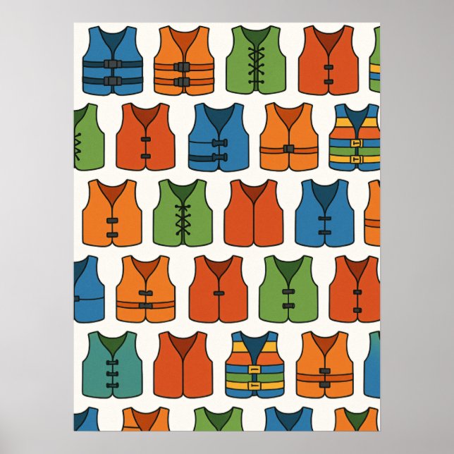Póster de pared de chaleco salvavidas colorido de  (Frente)
