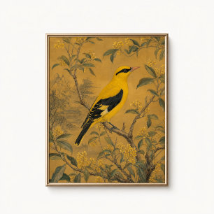 Póster de pared de chinoiserie de oropéndola