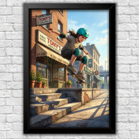 Póster de pared de dormitorio de monopatín urbano 