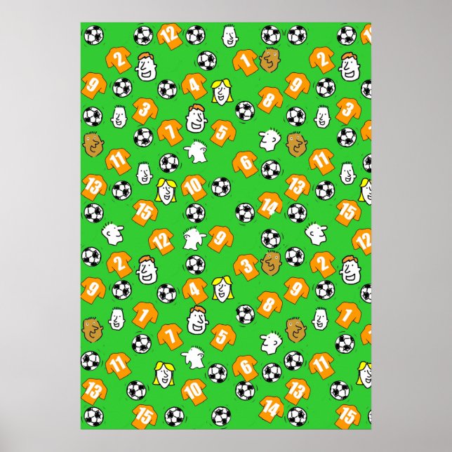 Póster de pared de fútbol con camisetas naranja do (Frente)