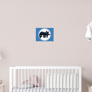 Póster de pared de gato negro lindo con salpicadur