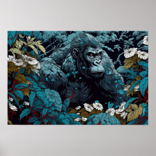 Poster de pared de gorila, Ilustracion de arte