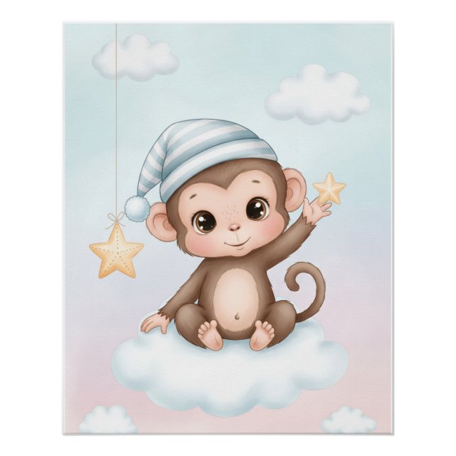 Póster de pared de guardería de mono lindo (Anverso)