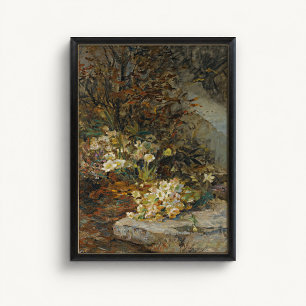 Póster de pared de jardín de Hellebore antiguo