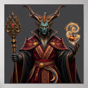 Póster de pared de Mago Cornudo Hechicero Demonio