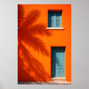 Póster de pared de naranja mediterráneo, palma cos