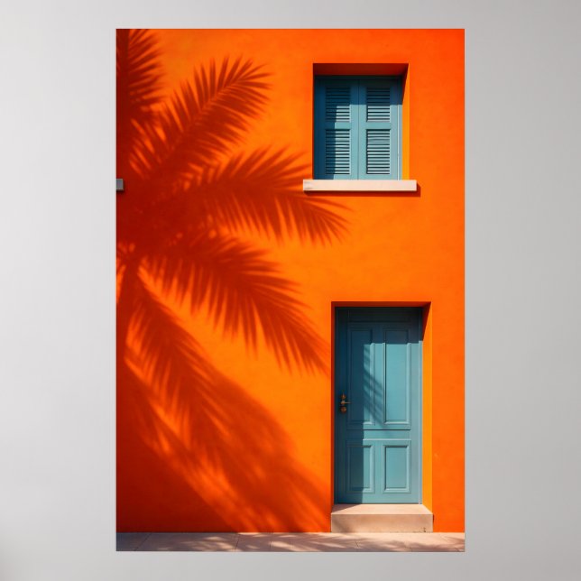 Póster de pared de naranja mediterráneo, palma cos (Frente)