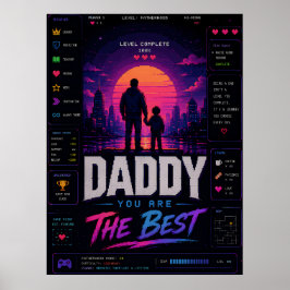 Póster de pared de neón de papá jugador de píxeles