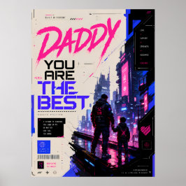 Póster de pared de papá jugador de ciberpunk neón