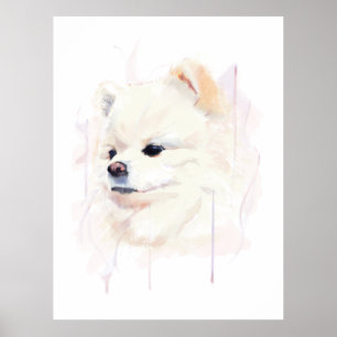 Póster de pared de perro pomerania, pintura de acu