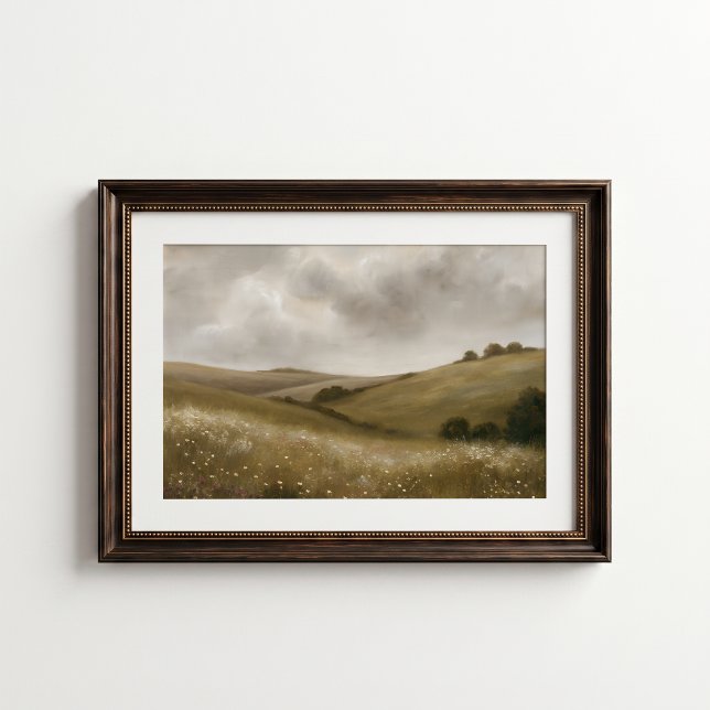 Póster de pared de prado del campo inglés (English Countryside Meadow Wall Art Poster - close-up view (frame/decor not included))