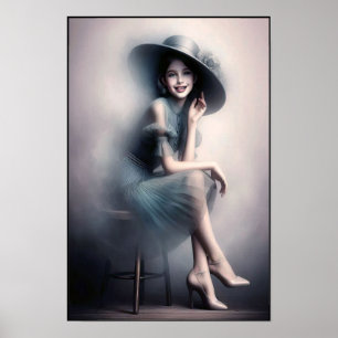 Póster de pared de retrato de moda vintage elegant