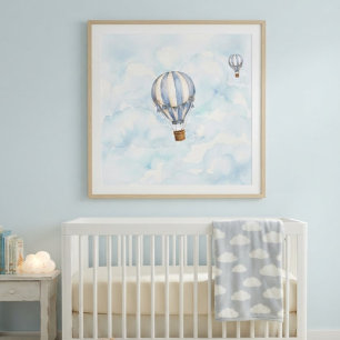 Póster de pared de vivero de globo aerostático cal
