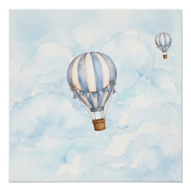 Póster de pared de vivero de globo aerostático cal (Anverso)