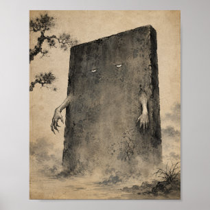 Póster de pared de Yokai Nurikabe silencioso