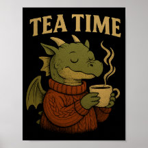 Póster de pared del dragón relajante