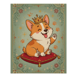 Póster de pared del rey Corgi, adorable, para aman