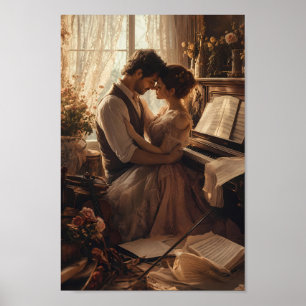 Póster de pared para amantes de piano romántico