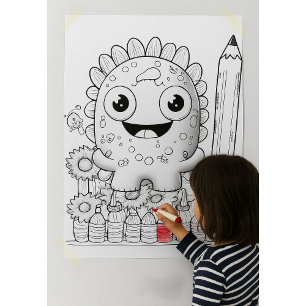 Póster de pared para niños, monstruo de dibujos an