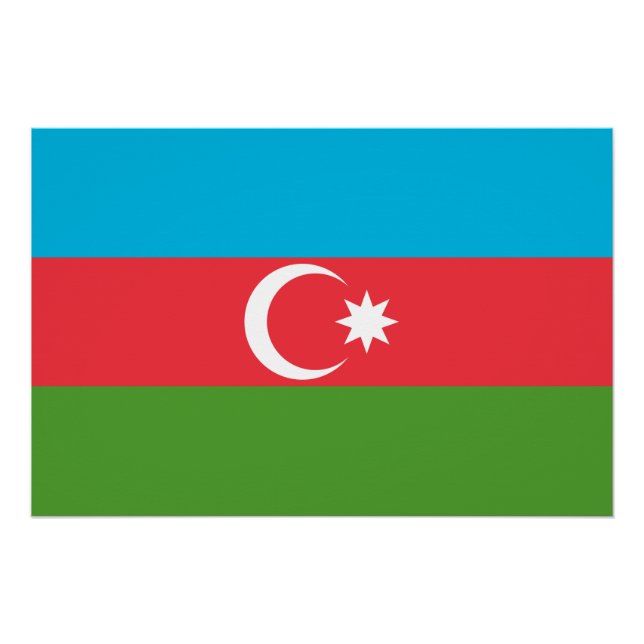 Poster de pared patriótico con bandera de Azerbaiy (Anverso)