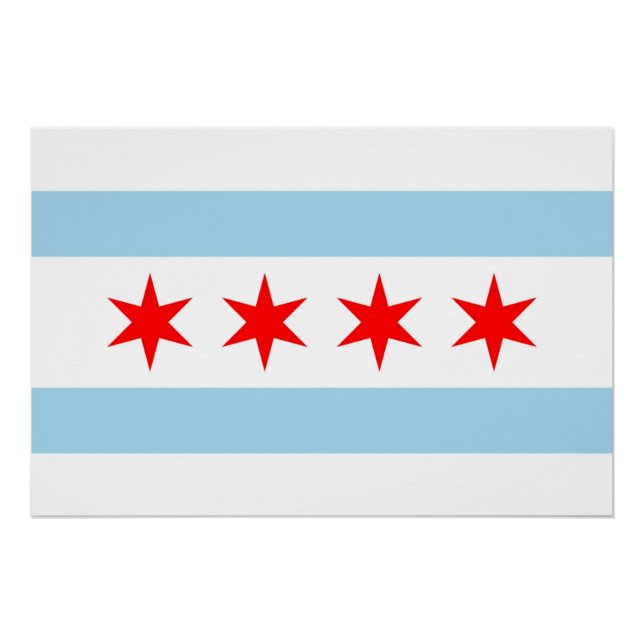 Poster de pared patriótico con bandera de Chicago (Anverso)