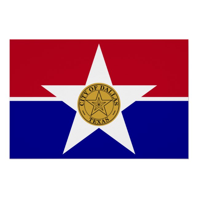 Poster de pared patriótico con bandera de Dallas (Anverso)
