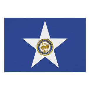 Poster de pared patriótico con bandera de Houston
