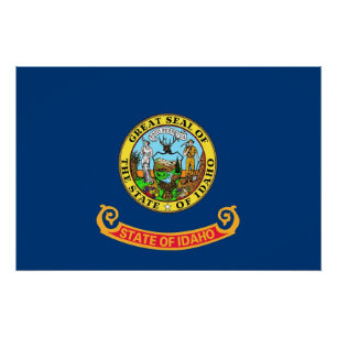 Poster de pared patriótico con bandera de Idaho