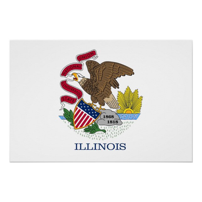 Poster de pared patriótico con bandera de Illinois (Anverso)