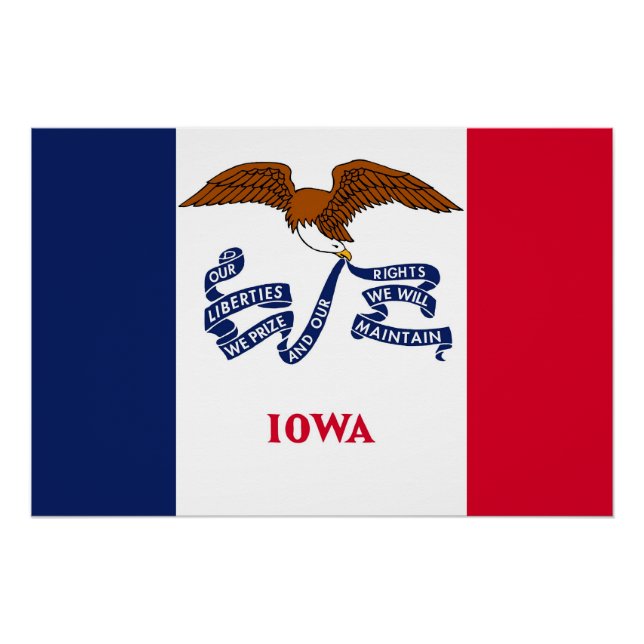 Poster de pared patriótico con bandera de Iowa (Anverso)