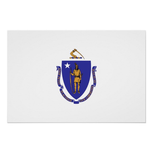 Poster de pared patriótico con bandera de Massachu (Anverso)