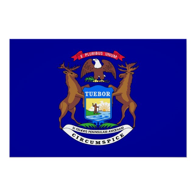 Poster de pared patriótico con bandera de Michigan (Anverso)