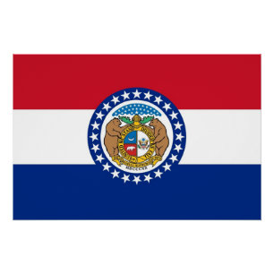 Poster de pared patriótico con bandera de Misuri
