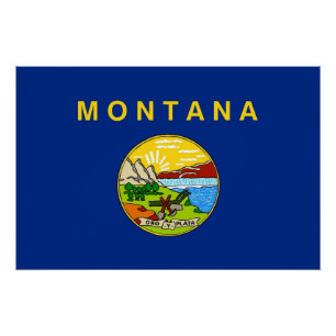 Poster de pared patriótico con bandera de Montana