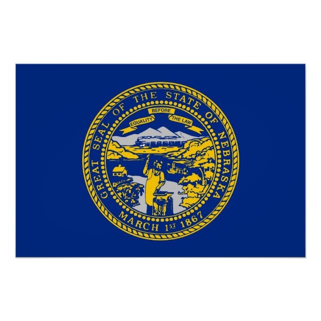 Poster de pared patriótico con bandera de Nebraska (Anverso)