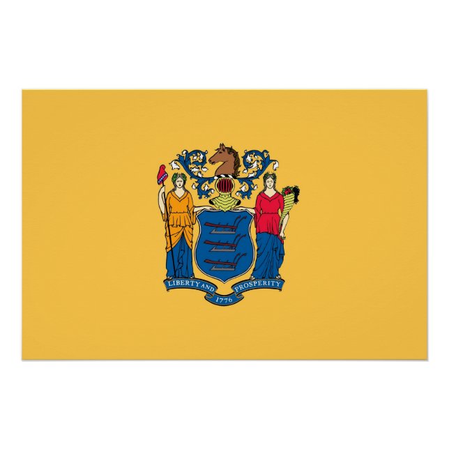 Poster de pared patriótico con bandera de Nueva Je (Anverso)