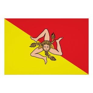 Poster de pared patriótico con bandera de Sicilia,