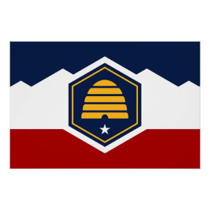 Póster de pared patriótico con la bandera de Utah,